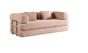 English Elm Convertible Sleeper Sofa Bed Corduroy 4-in-1 Folding Floor Couch with 35D Sponge Support and No-Assembly Pink W3434P378562