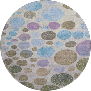 HomeRoots 8' X 10' Washable Taupe Blue Beige Geometric Area Rug with UV Protection for Modern Living Spaces 707471
