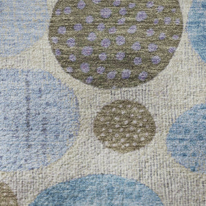 HomeRoots 8' X 10' Washable Taupe Blue Beige Geometric Area Rug with UV Protection for Modern Living Spaces 707471