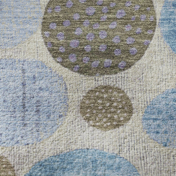 HomeRoots 8' X 10' Washable Taupe Blue Beige Geometric Area Rug with UV Protection for Modern Living Spaces 707471