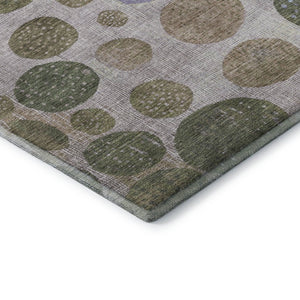 HomeRoots 9' X 12' Geometric Area Rug in Taupe, Blue & Beige - Washable, UV-Protected, Non-Slip Design! 707472