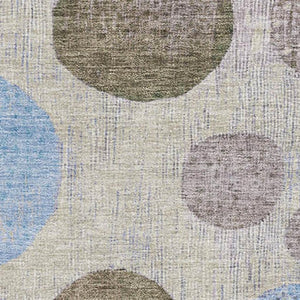HomeRoots 10' Modern Taupe Blue & Beige Geometric Washable Area Rug with UV Protection for High-Traffic Spaces 707473