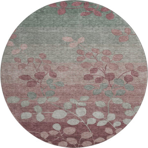 HomeRoots 8' X 10' Floral Washable Area Rug in Blush & Emerald - UV Protection, Stain Resistant & Easy Care! 707477