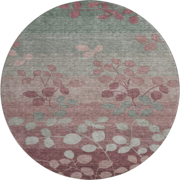 HomeRoots 8' X 10' Floral Washable Area Rug in Blush & Emerald - UV Protection, Stain Resistant & Easy Care! 707477