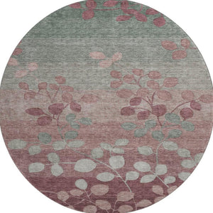 HomeRoots 8' X 10' Floral Washable Area Rug in Blush & Emerald - UV Protection, Stain Resistant & Easy Care! 707477