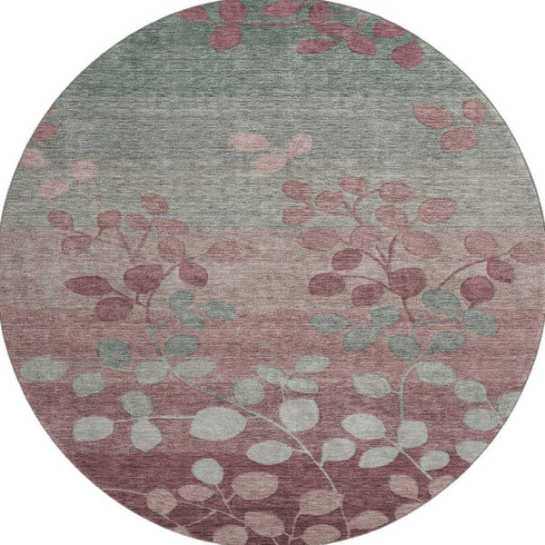 HomeRoots 8' X 10' Floral Washable Area Rug in Blush & Emerald - UV Protection, Stain Resistant & Easy Care! 707477