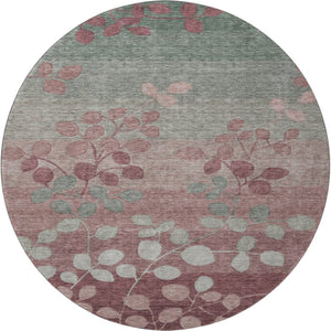 HomeRoots 8' X 10' Floral Washable Area Rug in Blush & Emerald - UV Protection, Stain Resistant & Easy Care! 707477