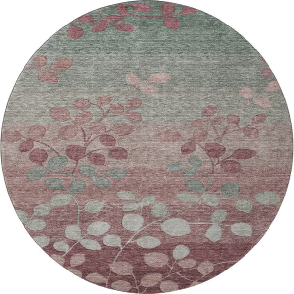 HomeRoots 8' X 10' Floral Washable Area Rug in Blush & Emerald - UV Protection, Stain Resistant & Easy Care! 707477