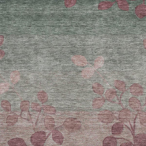 HomeRoots 9' X 12' Blush & Emerald Floral Area Rug – Stylish, Washable, UV-Protected, Stain-Resistant Design! 707478