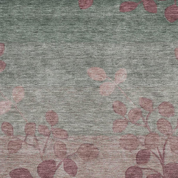 HomeRoots 9' X 12' Blush & Emerald Floral Area Rug – Stylish, Washable, UV-Protected, Stain-Resistant Design! 707478