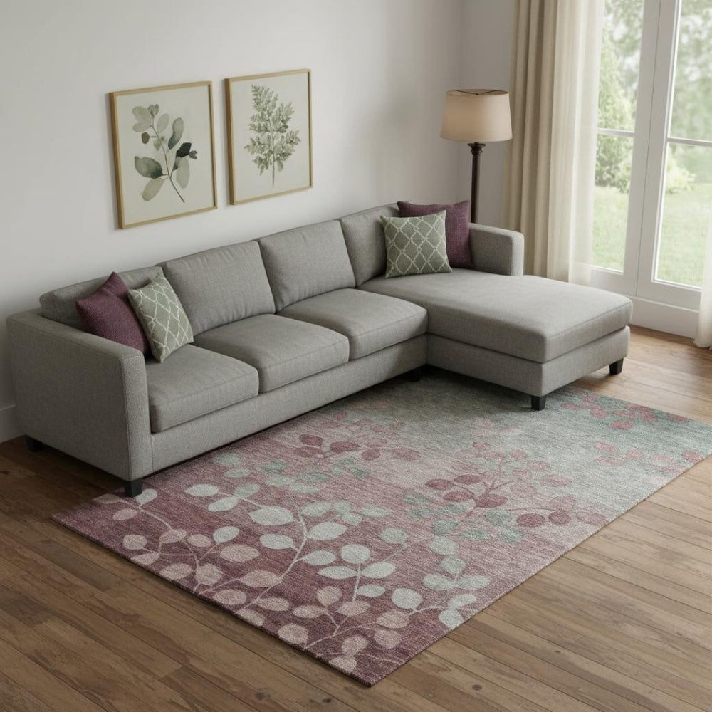 HomeRoots 10' X 14' Blush & Emerald Floral Washable Area Rug - UV Protected, Stain Resistant, Durable Design 707479