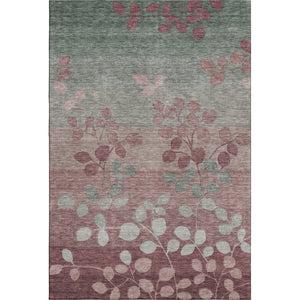 HomeRoots 10' X 14' Blush & Emerald Floral Washable Area Rug - UV Protected, Stain Resistant, Durable Design 707479