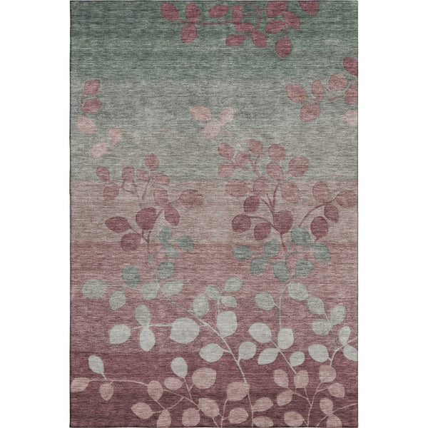 HomeRoots 10' X 14' Blush & Emerald Floral Washable Area Rug - UV Protected, Stain Resistant, Durable Design 707479