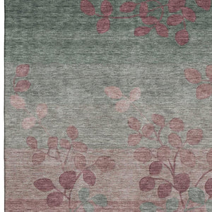 HomeRoots 10' X 14' Blush & Emerald Floral Washable Area Rug - UV Protected, Stain Resistant, Durable Design 707479
