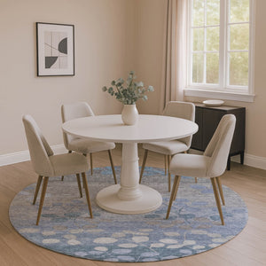 HomeRoots 8' X 10' Denim Blue Floral Area Rug - Washable, UV Protected, Stain Resistant for Family Homes 707483