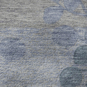 HomeRoots 8' X 10' Denim Blue Floral Area Rug - Washable, UV Protected, Stain Resistant for Family Homes 707483