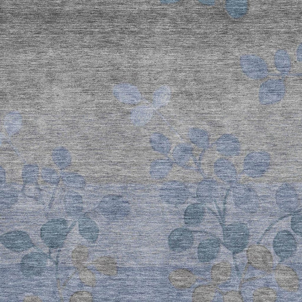 HomeRoots 10' Denim Blue & Gray Floral Washable Area Rug with UV Protection for Busy Homes & Stylish Decor 707485