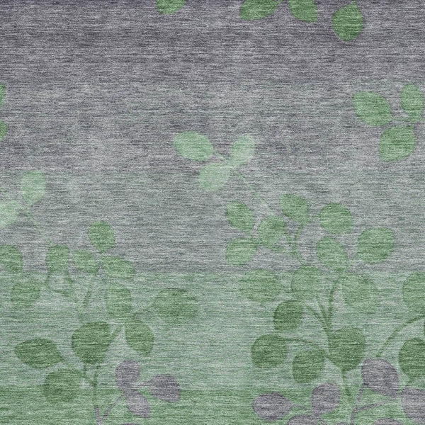 HomeRoots 5' X 8' Floral Area Rug in Green and Gray - Washable, UV-Protected, Stain-Resistant & Non-Slip! 707487