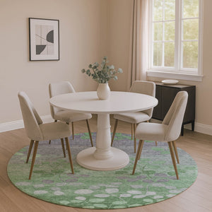 HomeRoots 8' X 10' Floral Washable Area Rug - Green & Gray Design with UV Protection for Homes & Families 707489