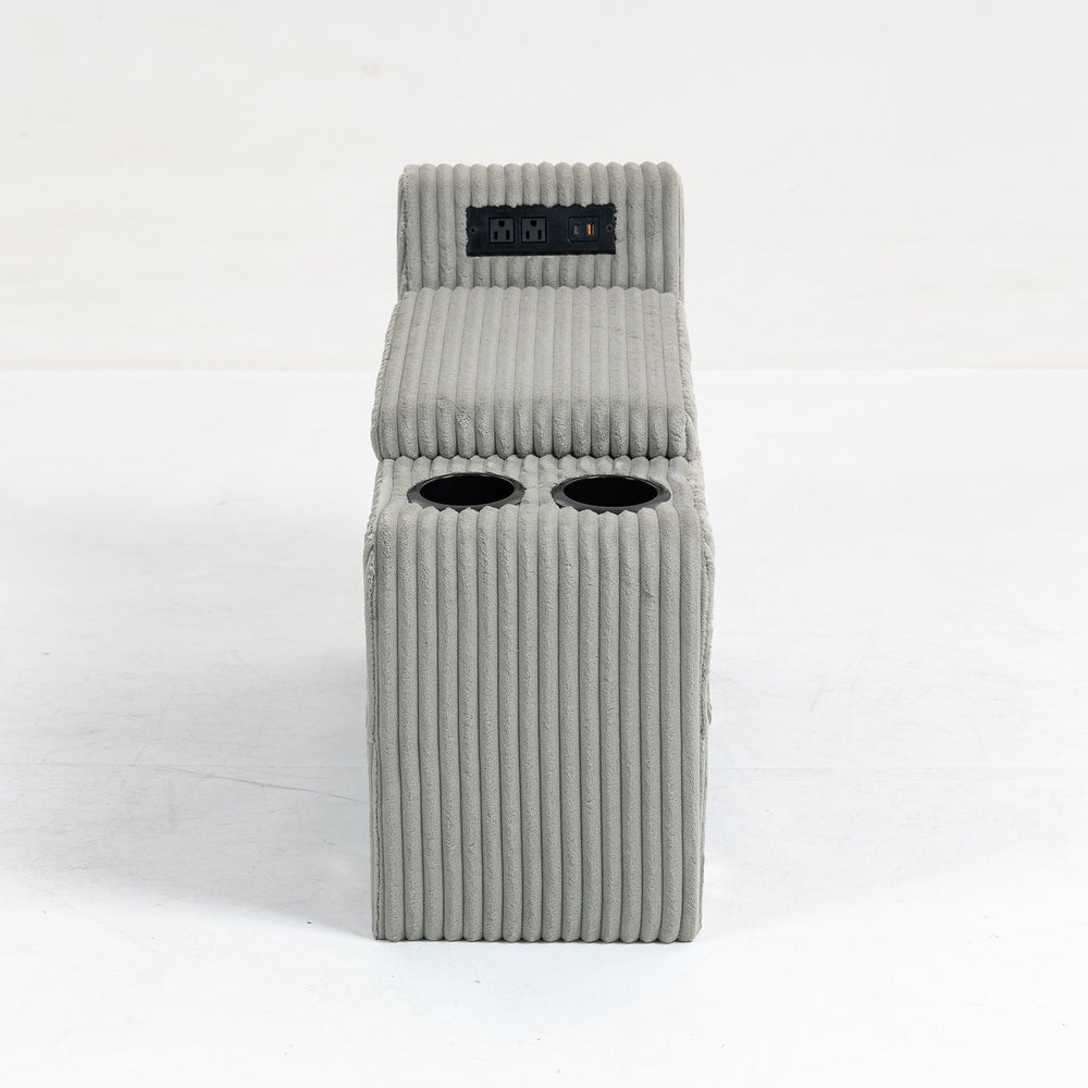 English Elm Modular Coffee Table With Storage, Usb Ports & Cupholders - Stylish Gray Accent For Living Rooms W3098P256999