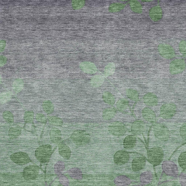 HomeRoots 10' X 14' Green and Gray Floral Area Rug - Durable, Washable, Non-Slip with UV Protection for Homes 707491