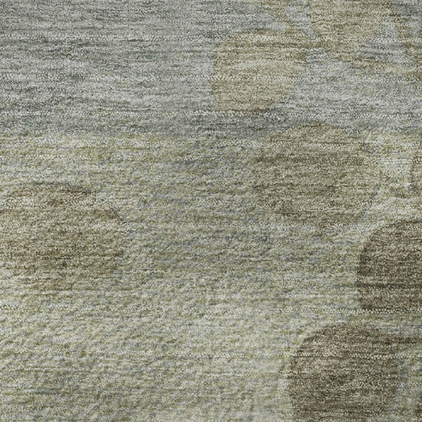 HomeRoots 8' X 10' Washable Khaki & Gray Floral Area Rug - Durable, Stain-Resistant, UV Protected Design! 707495