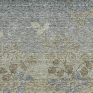 HomeRoots 9' X 12' Khaki and Gray Floral Washable Area Rug with UV Protection for Family-Friendly Spaces 707496
