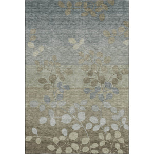 HomeRoots 10' Khaki and Gray Floral Area Rug - Washable, UV Protected, Stain Resistant for High-Traffic Areas 707497