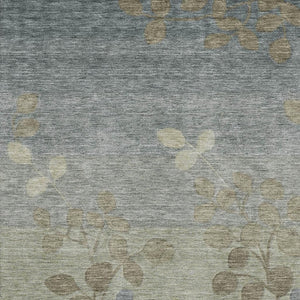 HomeRoots 10' Khaki and Gray Floral Area Rug - Washable, UV Protected, Stain Resistant for High-Traffic Areas 707497