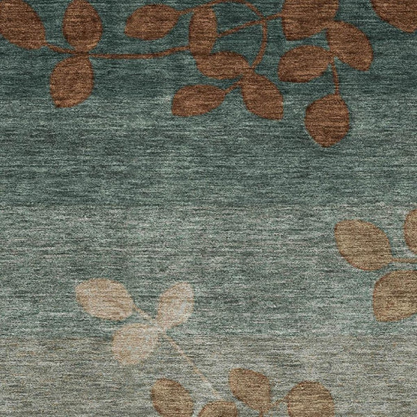 HomeRoots 8' Washable Round Floral Rug in Coffee & Gray - Durable, Stain-Resistant with UV Protection for Homes 707500