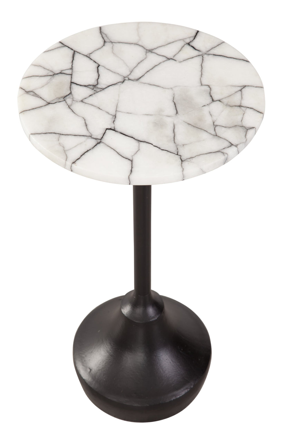 Basset Mirror Talley Accent Table - Elegant White Marble Top With Dramatic Vein Pattern & Sturdy Black Iron Base Black Iron,Marble 7075-lr-223