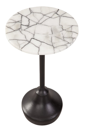 Basset Mirror Talley Accent Table - Elegant White Marble Top With Dramatic Vein Pattern & Sturdy Black Iron Base Black Iron,Marble 7075-lr-223