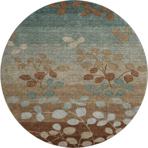 HomeRoots 8' X 10' Coffee and Gray Floral Washable Area Rug – UV Protected, Stain Resistant, Pet Friendly! 707501