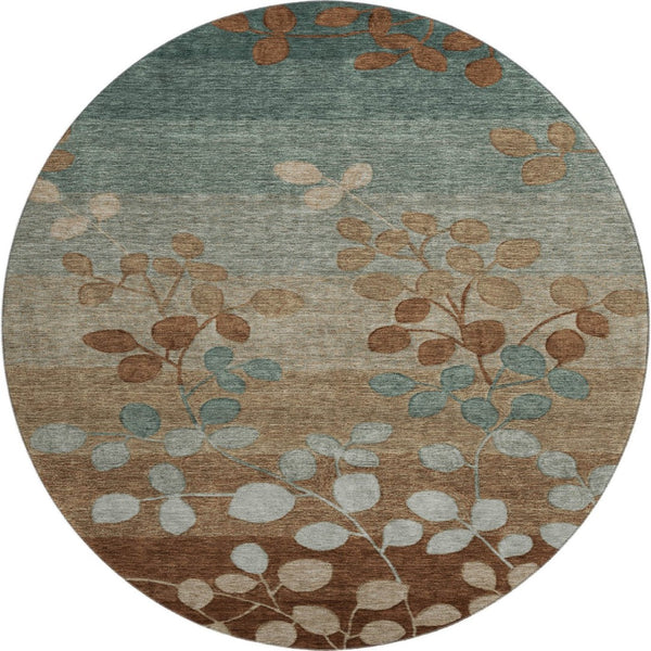 HomeRoots 8' X 10' Coffee and Gray Floral Washable Area Rug – UV Protected, Stain Resistant, Pet Friendly! 707501