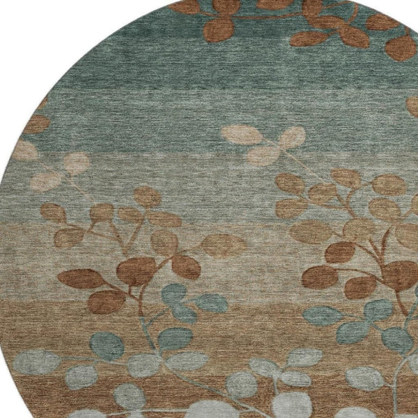 HomeRoots 8' X 10' Coffee and Gray Floral Washable Area Rug – UV Protected, Stain Resistant, Pet Friendly! 707501