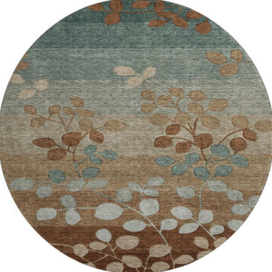 HomeRoots 8' X 10' Coffee and Gray Floral Washable Area Rug – UV Protected, Stain Resistant, Pet Friendly! 707501