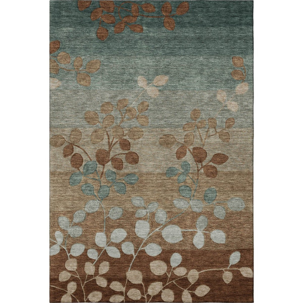 HomeRoots 9' X 12' Washable Coffee & Gray Floral Area Rug with UV Protection – Stylish, Durable, Easy Care! 707502