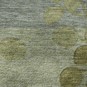 HomeRoots 5' X 8' Olive Green & Gray Floral Area Rug - Washable, UV-Protected, Stain-Resistant for Homes 707505