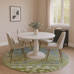 HomeRoots 8' X 10' Olive Green & Gray Floral Washable Area Rug with UV Protection for Modern Living Spaces 707507