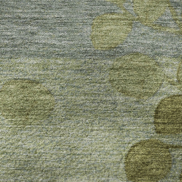 HomeRoots 8' X 10' Olive Green & Gray Floral Washable Area Rug with UV Protection for Modern Living Spaces 707507