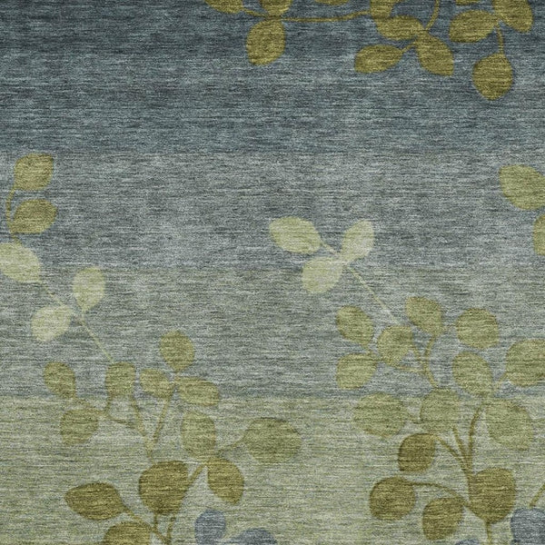 HomeRoots 9' X 12' Floral Area Rug in Olive Green & Gray – Stylish, Washable, UV-Protected, Stain-Resistant Design 707508