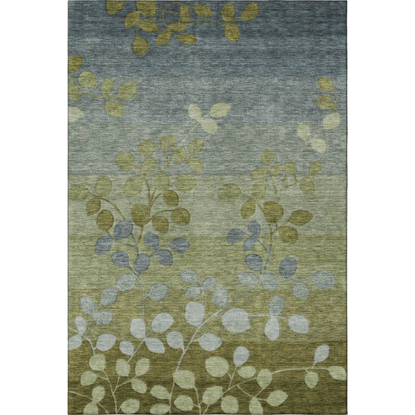 HomeRoots 9' X 12' Floral Area Rug in Olive Green & Gray – Stylish, Washable, UV-Protected, Stain-Resistant Design 707508