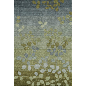 HomeRoots 10' Olive Green & Gray Floral Area Rug - Washable, UV Protected, Durable for Living Spaces & Playrooms 707509