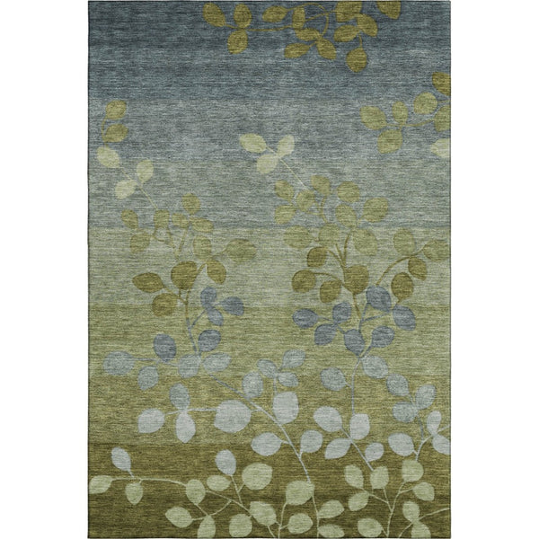 HomeRoots 10' Olive Green & Gray Floral Area Rug - Washable, UV Protected, Durable for Living Spaces & Playrooms 707509