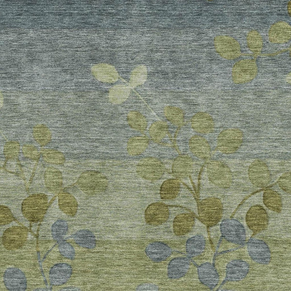 HomeRoots 10' Olive Green & Gray Floral Area Rug - Washable, UV Protected, Durable for Living Spaces & Playrooms 707509