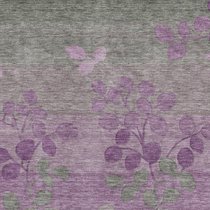 HomeRoots 5' X 8' Floral Area Rug in Purple & Gray - Washable, Stain Resistant, UV Protected for Busy Homes 707511