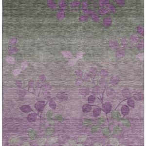 HomeRoots 5' X 8' Floral Area Rug in Purple & Gray - Washable, Stain Resistant, UV Protected for Busy Homes 707511