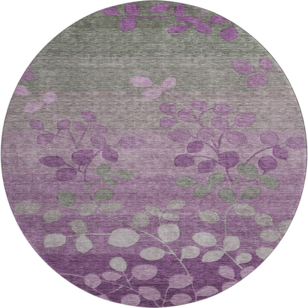HomeRoots 8' X 10' Purple And Gray Floral Area Rug - Stylish, Washable, UV-Protected for Busy Homes & Kids! 707513