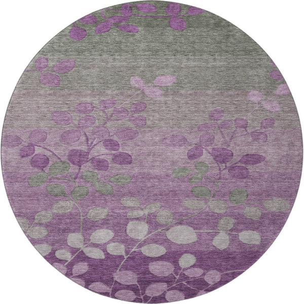 HomeRoots 8' X 10' Purple And Gray Floral Area Rug - Stylish, Washable, UV-Protected for Busy Homes & Kids! 707513