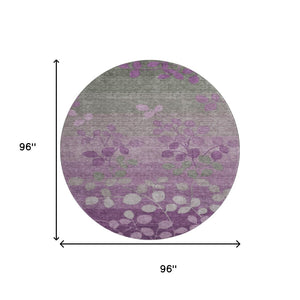 HomeRoots 8' X 10' Purple And Gray Floral Area Rug - Stylish, Washable, UV-Protected for Busy Homes & Kids! 707513